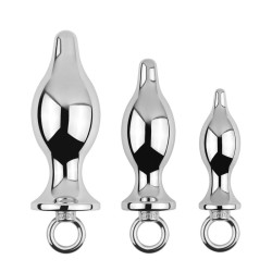 aluminium metal solid anal plug silver